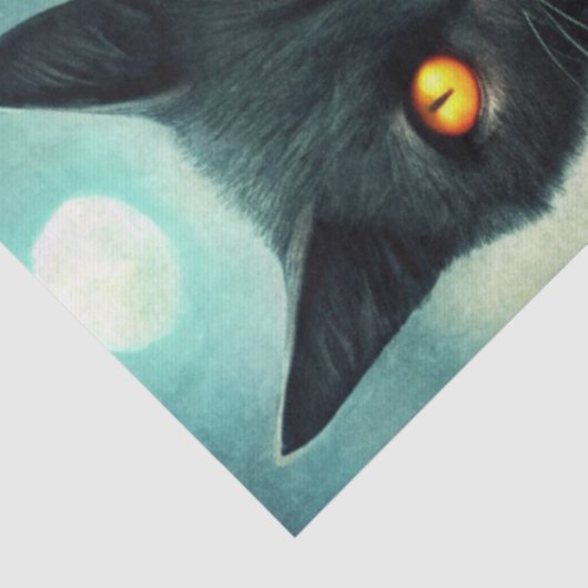 Spooky Moonlit Black Cat Halloween Decoupage Tissuepapier (Detail)