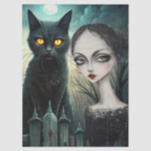 Spooky Moonlit Black Cat Halloween Decoupage Tissuepapier (Voorkant)