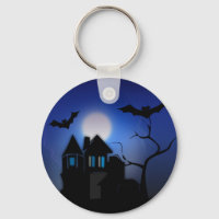 Spooky Moonlit Haunted Mansion Button Sleutelhange