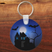 Spooky Moonlit Haunted Mansion Button Sleutelhange Sleutelhanger (Voorkant)