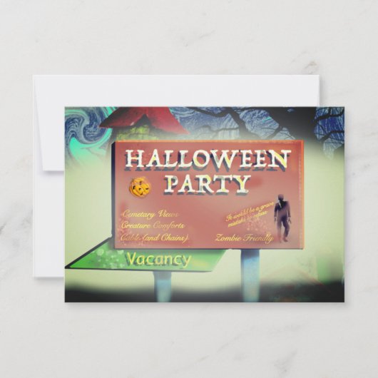 Spooky Motel Sign Invitation Kaart (Voorkant)