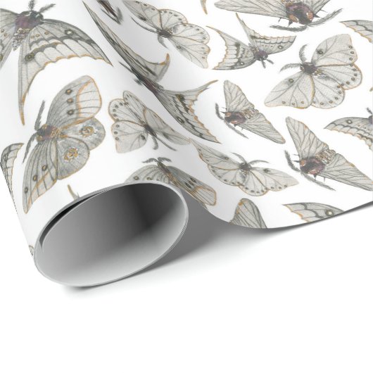 Spooky  Moth Pattern Cadeaupapier (Rol Hoek)