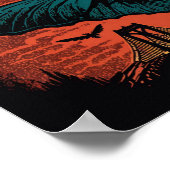 Spooky Mothman en Bridge Woodcut Art Print (Hoek)