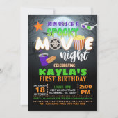 Spooky Movie Night Birthday Uitnodiging (Voorkant)