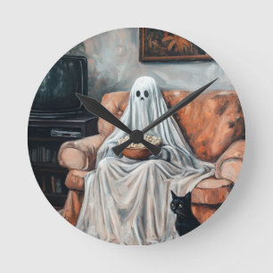 Spooky Movie Night   Kat en geest kijken tv Ronde Klok