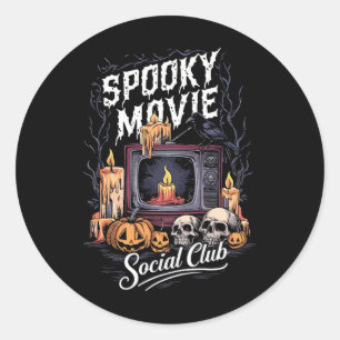 Spooky Movie Social Club TV Halloween Horr Ronde Sticker