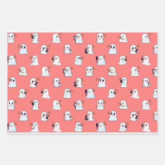 Spooky MUA Ghosts Make Up Artist Schattige cadeauv Inpakpapier Vel (Voorkant)