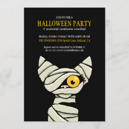Spooky Mummy Cat Halloween Party Uitnodigingen