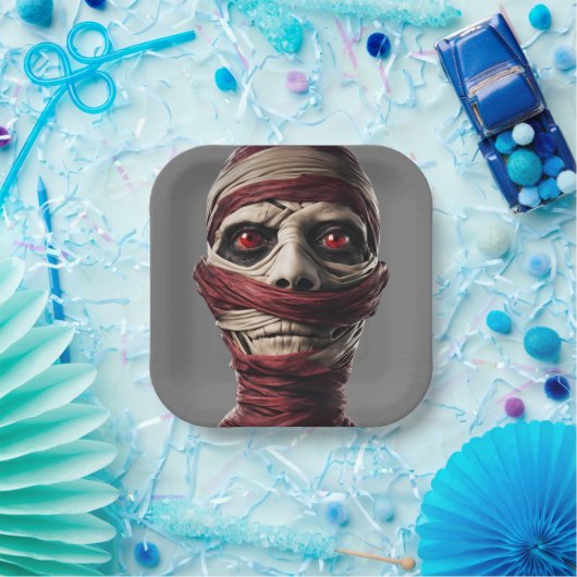 Spooky Mummy Halloween Party eng Papieren Bordje (Feest)