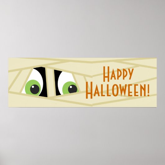 Spooky Mummy Head Halloween Party Banner Poster (Voorkant)