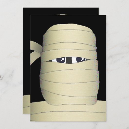 Spooky Mummy Head Halloween Party Invitation Kaart (Voorkant / Achterkant)