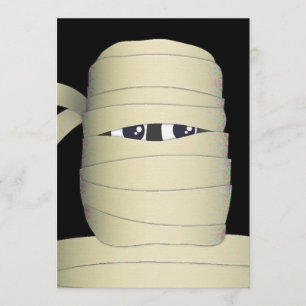 Spooky Mummy Head Halloween Party Invitation Kaart