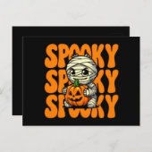 Spooky Mummy Knuffelen Pompoen Halloween Briefkaart (Voorkant / Achterkant)