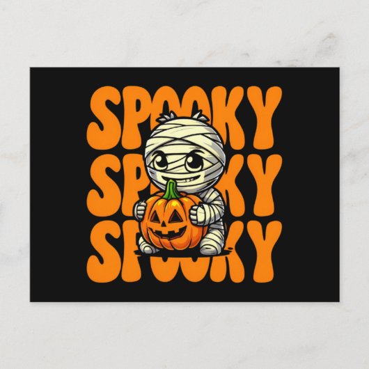 Spooky Mummy Knuffelen Pompoen Halloween Briefkaart (Voorkant)