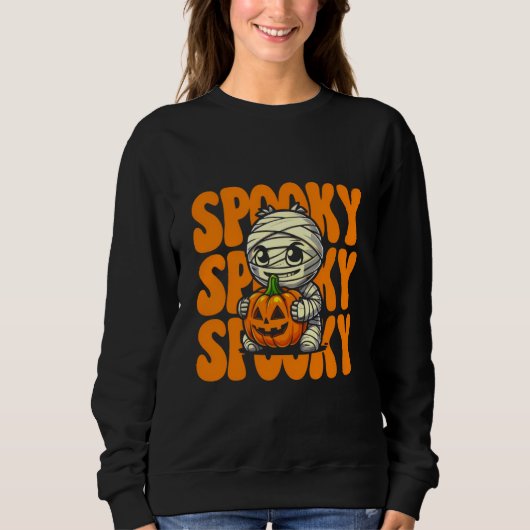 Spooky Mummy Knuffelen Pompoen Halloween Trui (Voorkant)