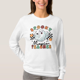 Spooky Music Teacher Halloween Retro T-shirt