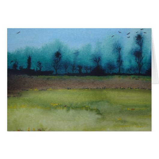 Spooky mystic woodland landscape blank art card (Voorkant Horizontaal)