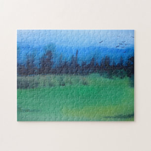 Spooky mystieke bos landschap schilderij legpuzzel