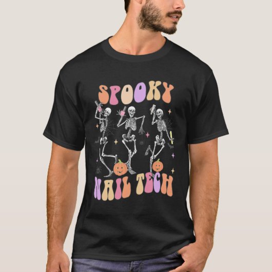 Spooky Nail Tech Grappig Skelet Nail Tech Hallowee T-shirt (Voorkant)