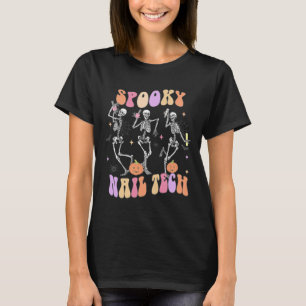 Spooky Nail Tech Grappig Skelet Nail Tech Hallowee T-shirt