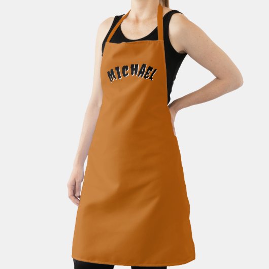 Spooky Name Apron (Dark Orange & Black) Schort (Insitu)