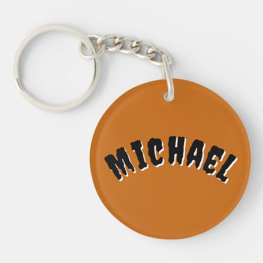 Spooky Name Sleutelhanger (Donker Sinaasappel & Zw (Voorkant)