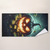 Spooky natuur gloeiende Halloween pompoen Badhanddoek (Badhanddoek)