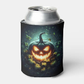 Spooky natuur gloeiende Halloween pompoen Blikjeskoeler (Blikje Voorkant)