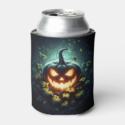 Spooky natuur gloeiende Halloween pompoen Blikjeskoeler (Blikje Voorkant)