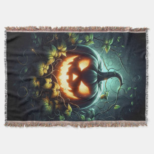 Spooky natuur gloeiende Halloween pompoen Deken