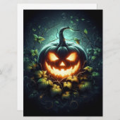Spooky natuur gloeiende Halloween pompoen Feestdagenkaart (Voorkant / Achterkant)