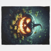 Spooky natuur gloeiende Halloween pompoen Fleece Deken (Voorkant (Horizontaal))