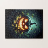 Spooky natuur gloeiende Halloween pompoen Legpuzzel (Horizontaal)