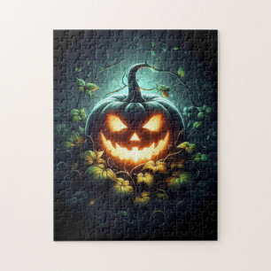 Spooky natuur gloeiende Halloween pompoen Legpuzzel