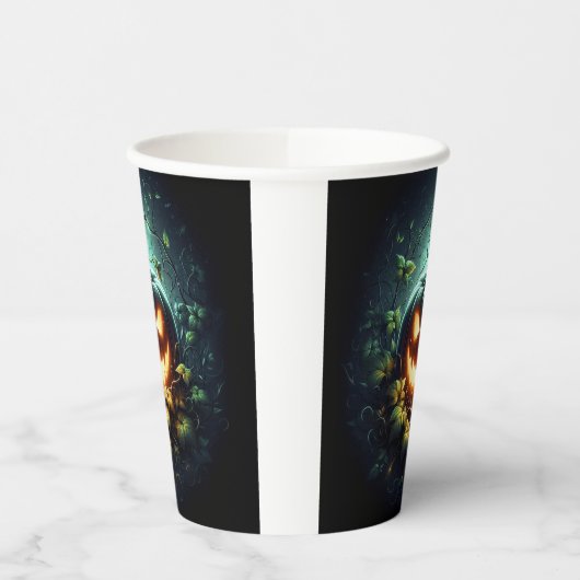 Spooky natuur gloeiende Halloween pompoen Papieren Bekers (Links)