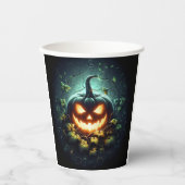 Spooky natuur gloeiende Halloween pompoen Papieren Bekers (Voorkant)