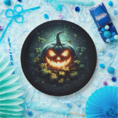 Spooky natuur gloeiende Halloween pompoen Papieren Bordje (Feest)