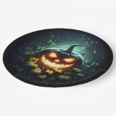 Spooky natuur gloeiende Halloween pompoen Papieren Bordje (Gekanteld)