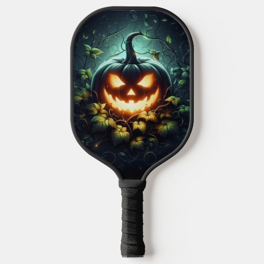 Spooky natuur gloeiende Halloween pompoen Pickleball Paddle (Voorkant)