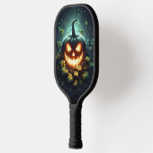 Spooky natuur gloeiende Halloween pompoen Pickleball Paddle (Links)