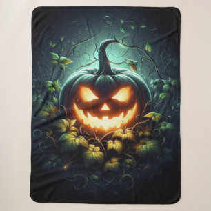 Spooky natuur gloeiende Halloween pompoen Sherpa Deken