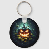 Spooky natuur gloeiende Halloween pompoen Sleutelhanger (Voorkant)