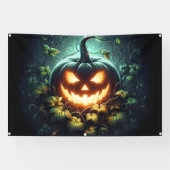 Spooky natuur gloeiende Halloween pompoen Spandoek (Horizontaal)