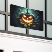 Spooky natuur gloeiende Halloween pompoen Spandoek (Buitenkant Gebouw)