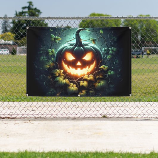 Spooky natuur gloeiende Halloween pompoen Spandoek (Insitu)