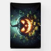Spooky natuur gloeiende Halloween pompoen Spandoek (Verticaal)