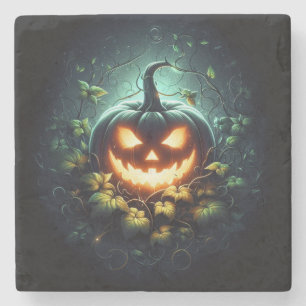 Spooky natuur gloeiende Halloween pompoen Stenen Onderzetter