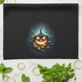 Spooky natuur gloeiende Halloween pompoen Theedoek (Gevouwen)