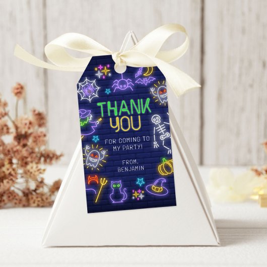 Spooky Neon elke leeftijd Halloween Verjaardag Cadeaulabel
