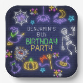 Spooky Neon elke leeftijd Halloween Verjaardag Papieren Bordje (Voorkant)